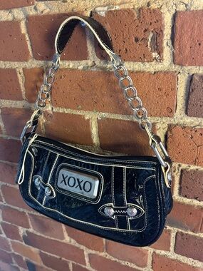 Vintage XOXO Black Patent Shoulder Bag